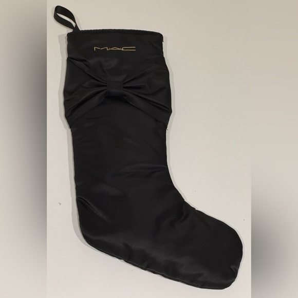 NWOT MAC Cosmetics Holiday Collection Black Satin Bow Christmas Stocking - Picture 3 of 7